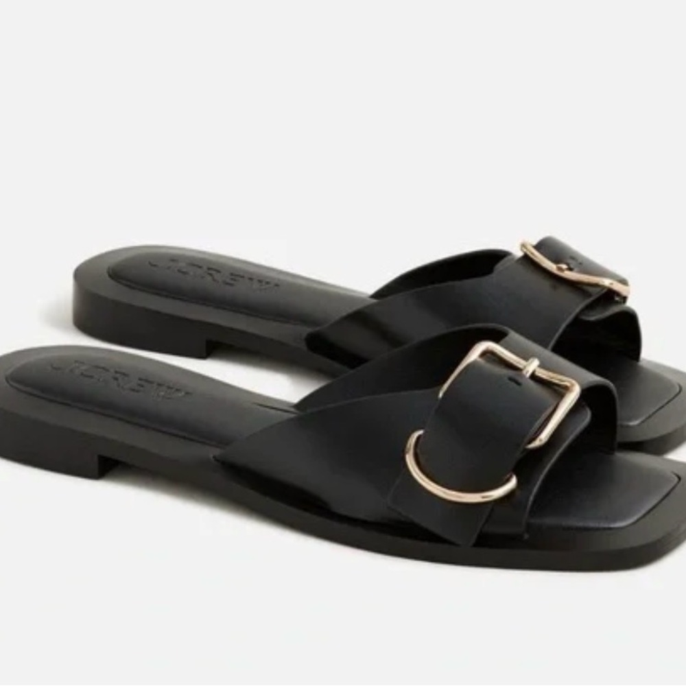 J. Crew Black Callie Sandals in leather sz 10 NWOT